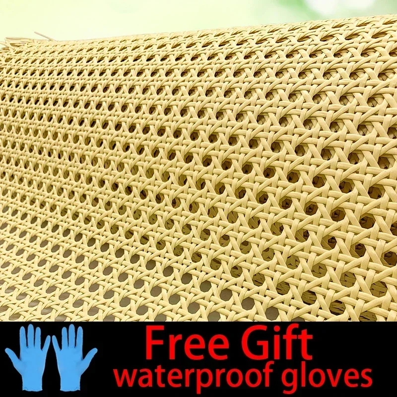 Rattan Cane Weaving Material Yellow Coffee Primary Color Vinyl Cane Webbing Wicker Grid Rattan Roll Weaving Material for Chair Cabinet Furniture Decor rattan cane weaving material rattan weaving material