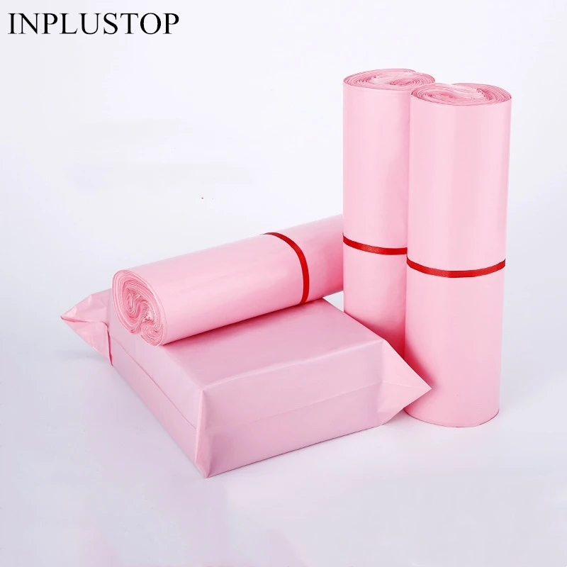 50Pcs Mail Bags Pink Translucent Courier Packing Bags Self Adhesive Storage Waterproof Material Envelope Mailer Postal Bag