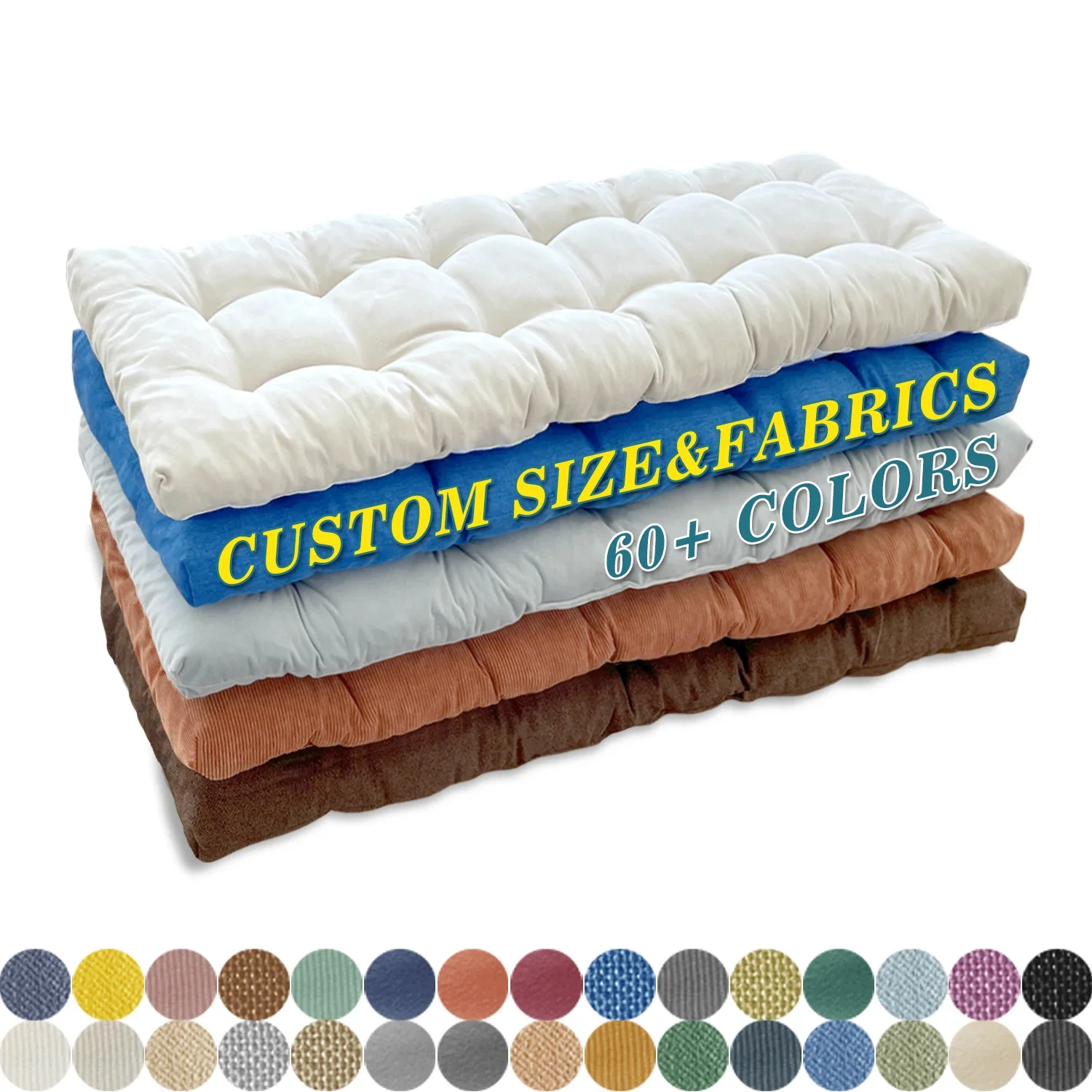 Custom Bench Cushion Outdoor Indoor Patio Furniture Non-Slip Soft Durable Thicken Tufted Pads Piano Window Entryway Dining Chair