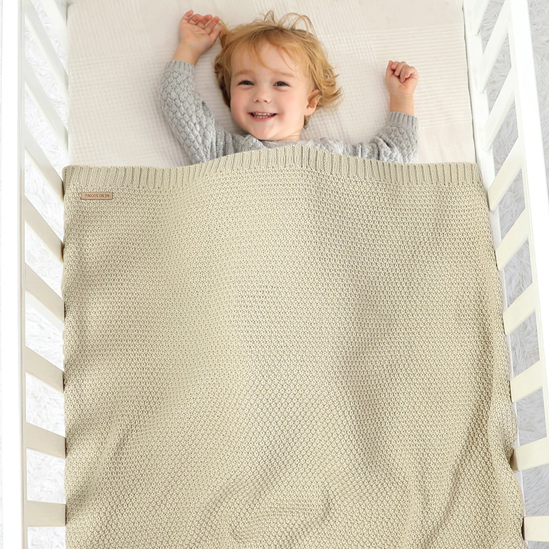 Newborn Baby Blankets Swaddle Wrap Breathable Knitted Infant Boys Girls Crib Cellular 100*80cm Toddler Throw Receiving Quilt Mat 6
