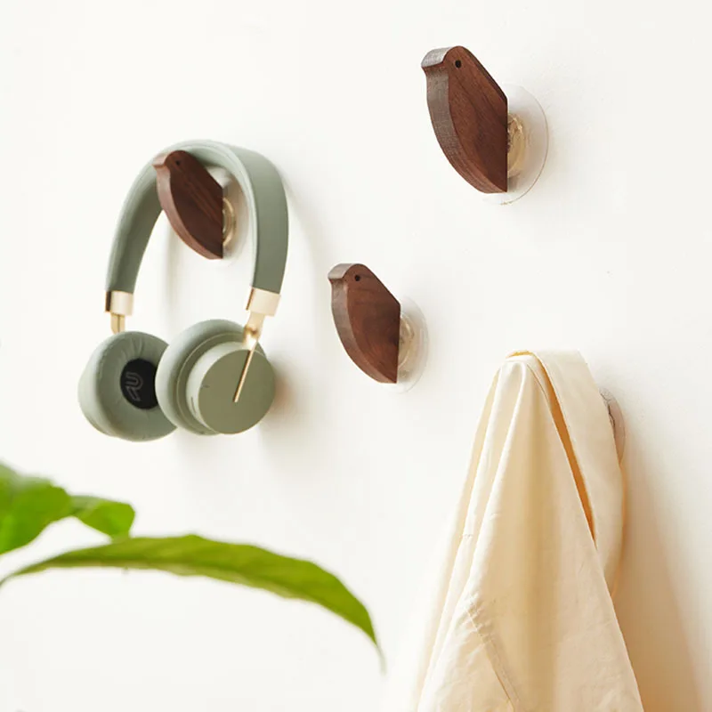 Description Picture 5 of itemNew Wood Bird Hook Walnut Hanging Hanger Bathroom Wall Hook Kitchen Door Clothes Storage Rack For Home Towel Key Decoration Hook