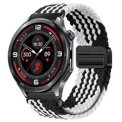 Braided Sport Nylon Strap, 22mm - Durable & Stylish Watchband Bracelet - width 22mm (Black white)