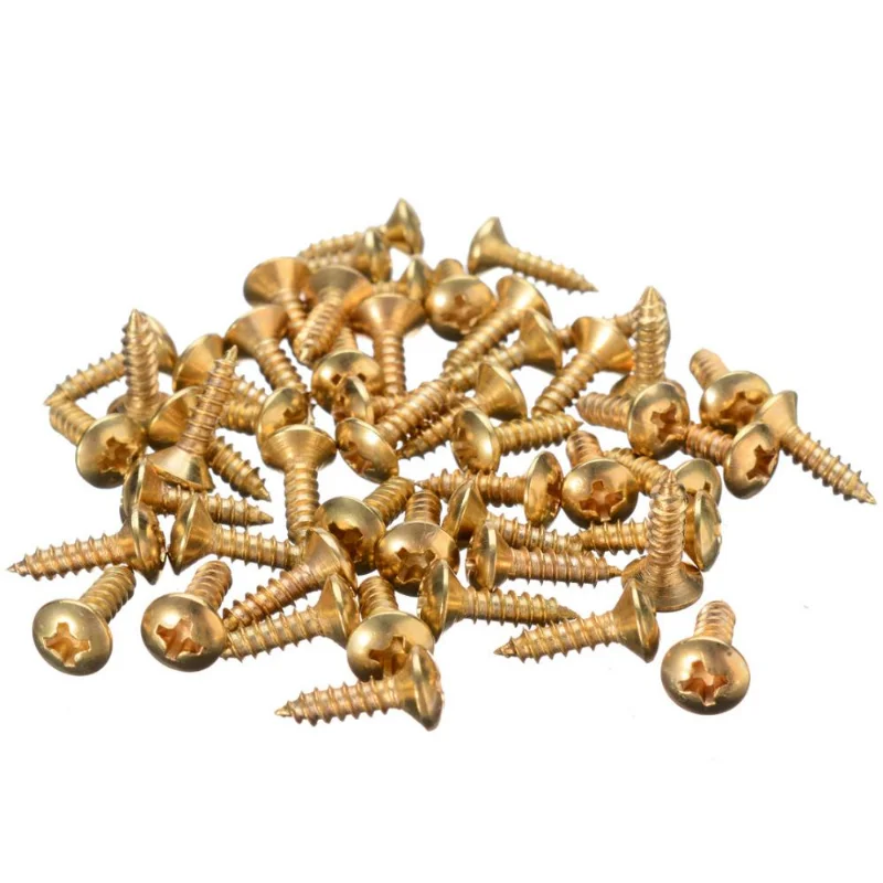 Premium Set of 50 Gold, Black, Silver Electric Guitar & Bass Pickguard Screws - Wholesale Metal Fasteners for Pickguards and Covers