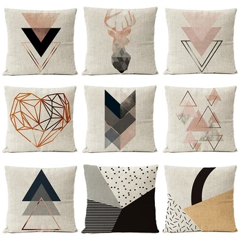 Nordic Deer Geometric Pillow 1