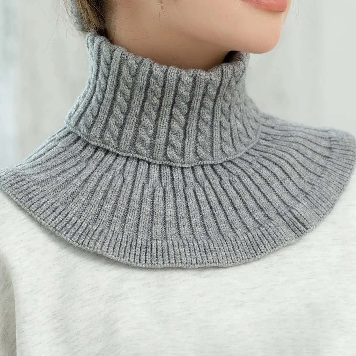 Winter Detachable Cotton Knitted Turtleneck Collar for Women False Collar Fashion Warm Cover Head Neck Guard Unisex