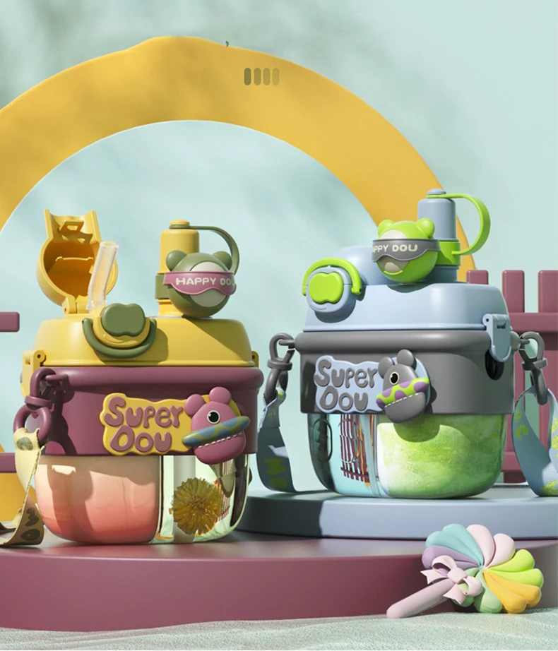 Doll Magic Double Fight Cup With Straw One-Click Press Ptcg Material Safe To Drink Cute Style - 500Ml