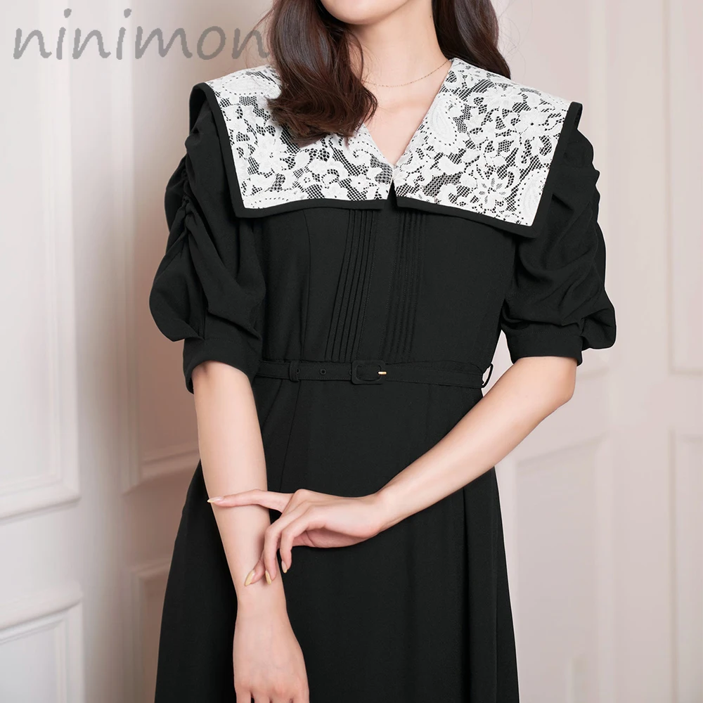 Vyronas Lace Collar Dress S定価25000円 - ロングワンピース