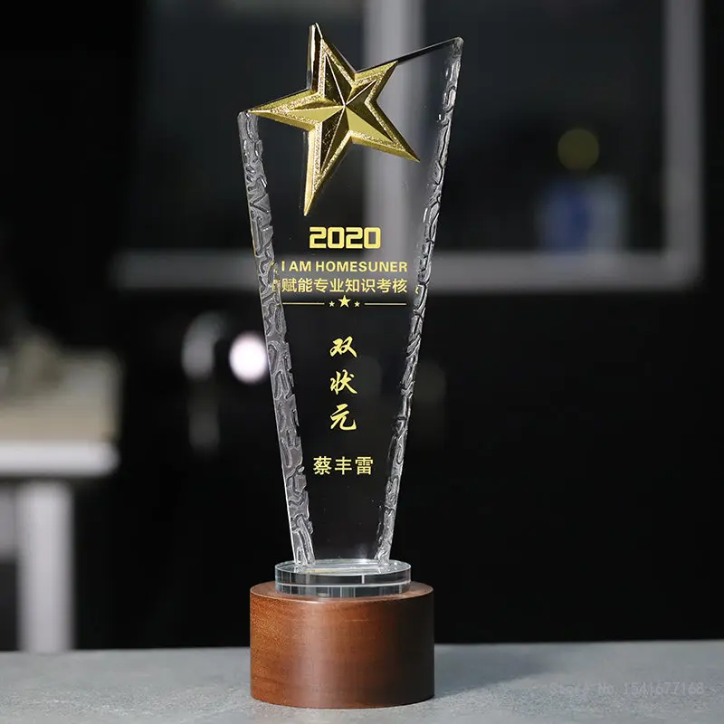 Customized Crystal Trophy, Custom Bubble, High Grade Excellent Company Annual Meeting Award, Lettered Glass Home Decoration, 1Pc