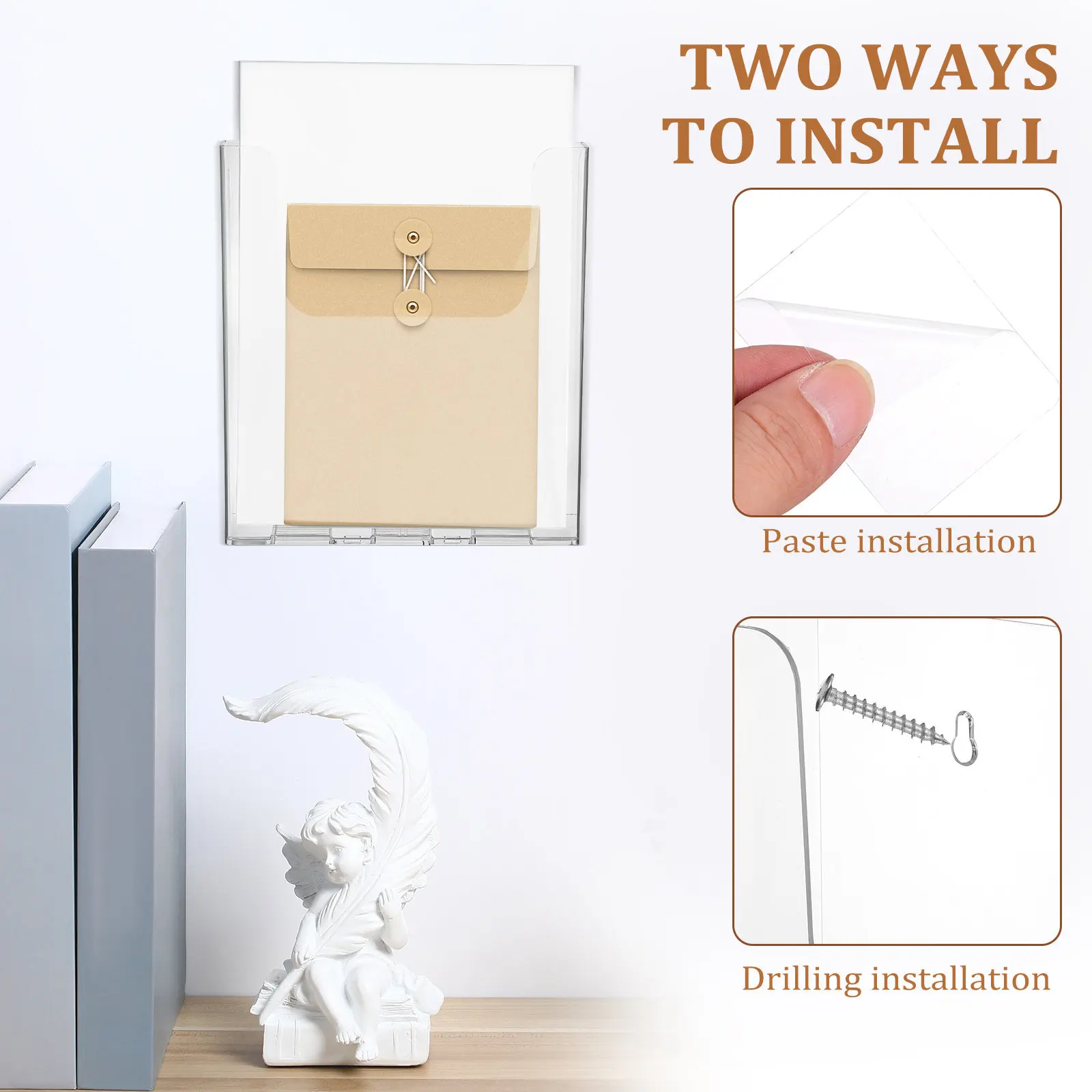 아크릴 브로셔 홀더 투명 벽걸이 파일 정리함 (문서, 잡지, 전단지, 사무실 전시 스탠드 정리함)