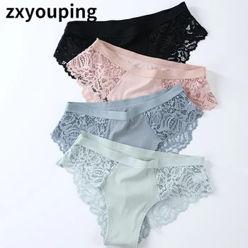 3Pcs Cotton Panties Sexy Panty Briefs Lace Panties Women Underwear Panties for Female Floral Pants Underpants Lingerie Plus Size