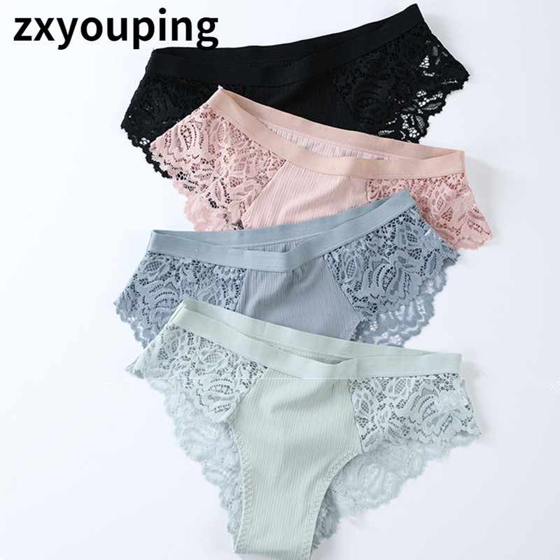 3Pcs Cotton Panties Sexy Panty Briefs Lace Panties Women Underwear Panties for Female Floral Pants Underpants Lingerie Plus Size