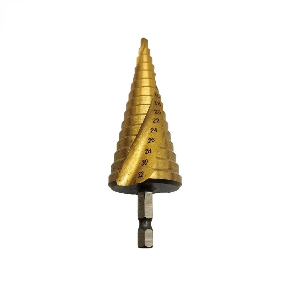 3Pcs HSS Spiral Groove twise Step Cone Drill Bit Set Flute Pagoda Metal Hole Cutter Titanium Coated Wood Drill 4-12/20/32mm