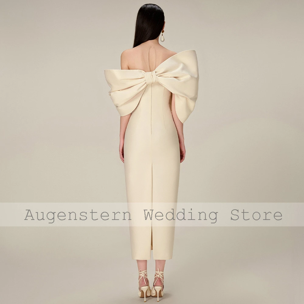 Cocktail Dress Elegant Cocktial Gowns for Women Off the Shoulder Tea Length Cocktail Dresses Midi Champagne Sheath Simple Party Dress