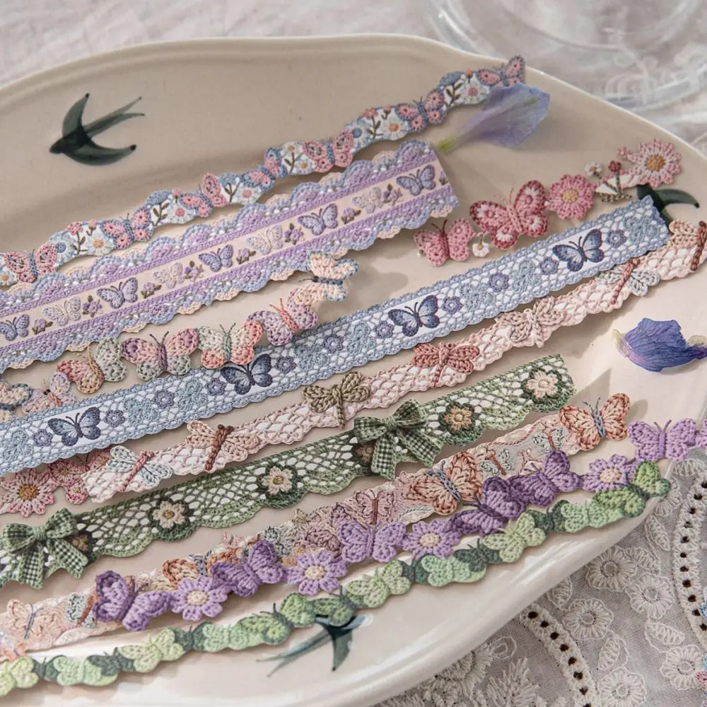 20개/봉투 수제 크로셰 시리즈 스티커 스트립 달콤한 질감의 종이 다이어리 앨범 프레임 스티커 DIY 선물