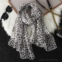 2023 Fashion Printed Leopard Chiffon Hijab Scarf Women Pareo Lady Bandanas Beach Towels Summer Muslim Veil Wrap Female Foulard 1