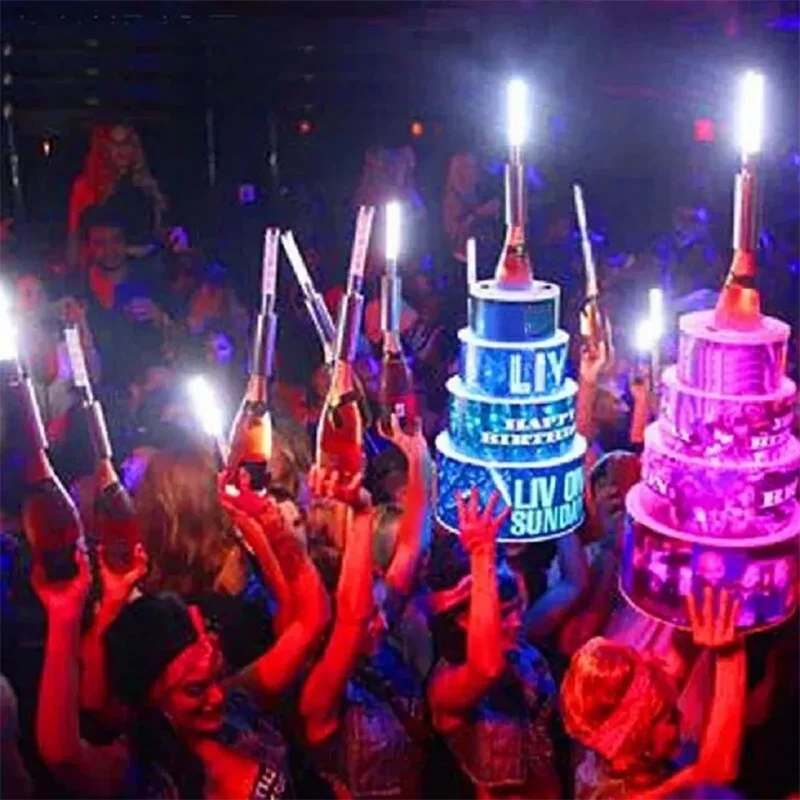 LED Lighted Rechargeable Happy Birthday Cake Bottle Presenter bottle Glorifier Holder VIP for Party Lounge Bar NightClub