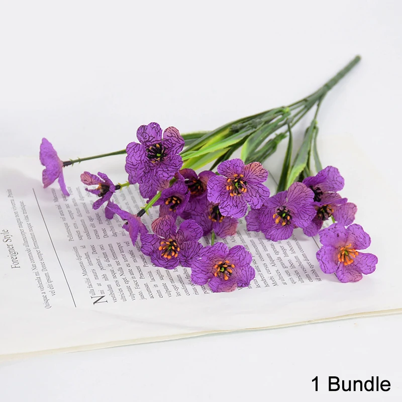 1 Bundle 18Heads Violet Artificial Flowers Wall Hanging Fake Flower Bouquet for Outdoor Home Garden Decoration DIY Wedding Party