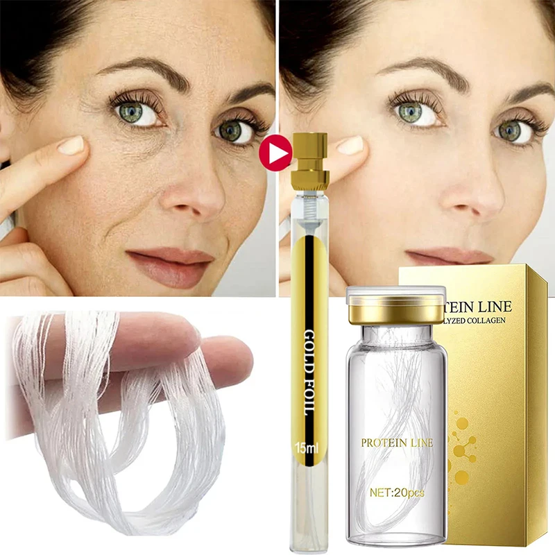 Anti-aging Collagen Thread Instant Lift Tighten Wrinkle Remove Treatment Absorbable Protein Threads Gold Serum Set Facial Care images - 6