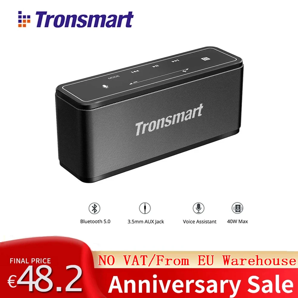 Tronsmart Mega Potente Altoparlante Bluetooth Altoparlante Portatile Da 40W Touch Control Soundbar Supporto Assistente Vocale Nfc Microsd Party