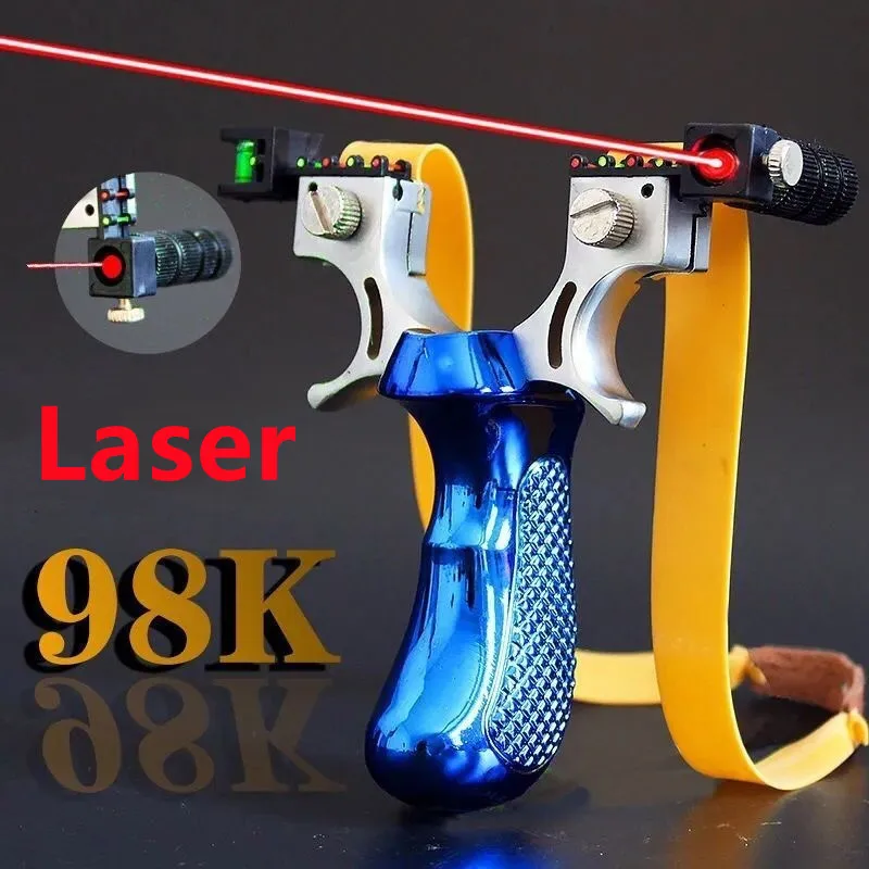 

High Precision Laser Aiming Slingshot with Flat Leather Outdoor Sports Hunting Shooting Catapult Competition Practice Slingshot