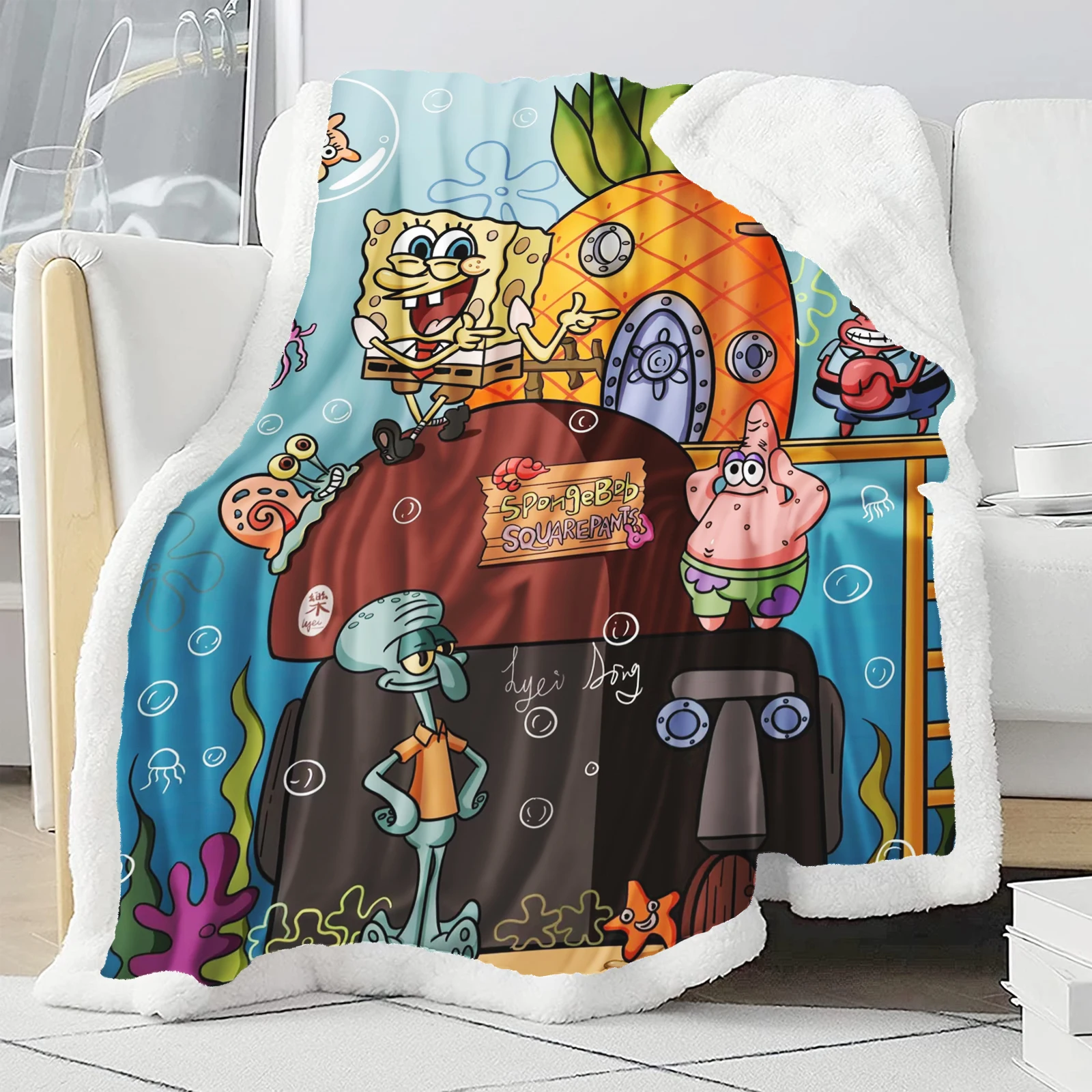 SpongeBob Patrick Anime Blanket Microfiber Fabric Plush Blankets