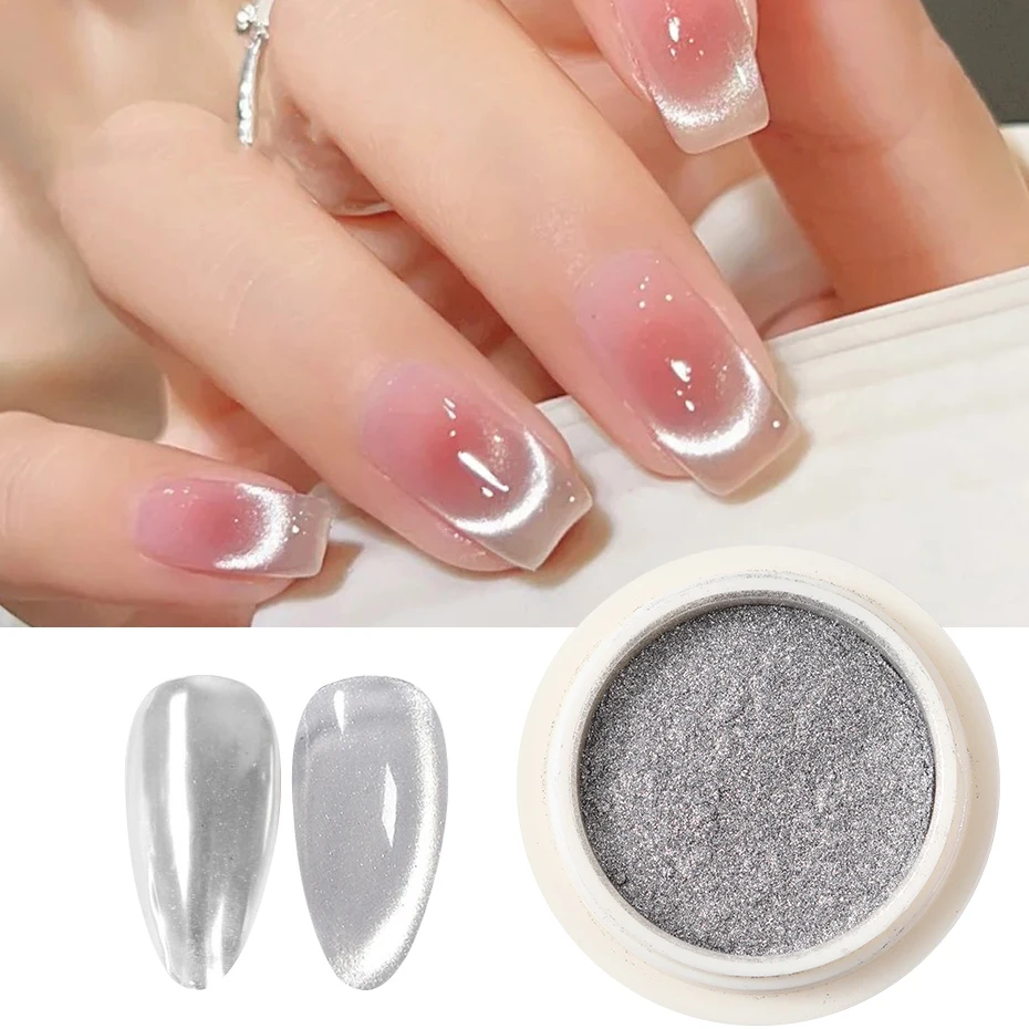 Chrome Silver Cat Eye Magnetic Nail Powder Metallic Mirror Nail Art Pigment Dust UV Gel Magnet Glitter for Manicure Decoration