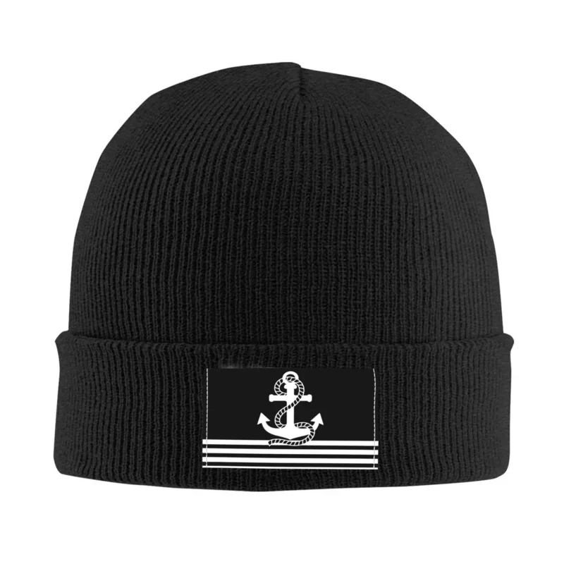 

Black White Nautical Stripes And Anchor Bonnet Hat Street Knit Hat For Women Men Warm Winter Sailing Sailor Skullies Beanies Cap