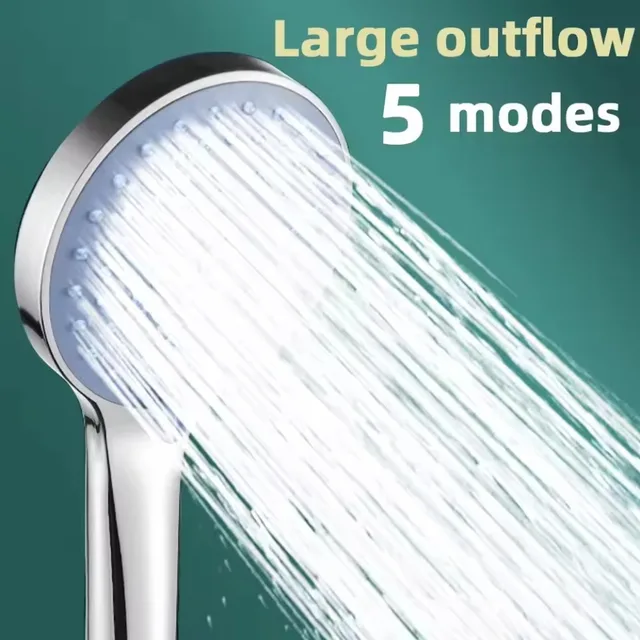 1PC soffione doccia a pioggia vasca da bagno pressurizzata doccetta 5 modalità ugello universale alto flusso d'acqua risparmia acqua accessori per doccia 4