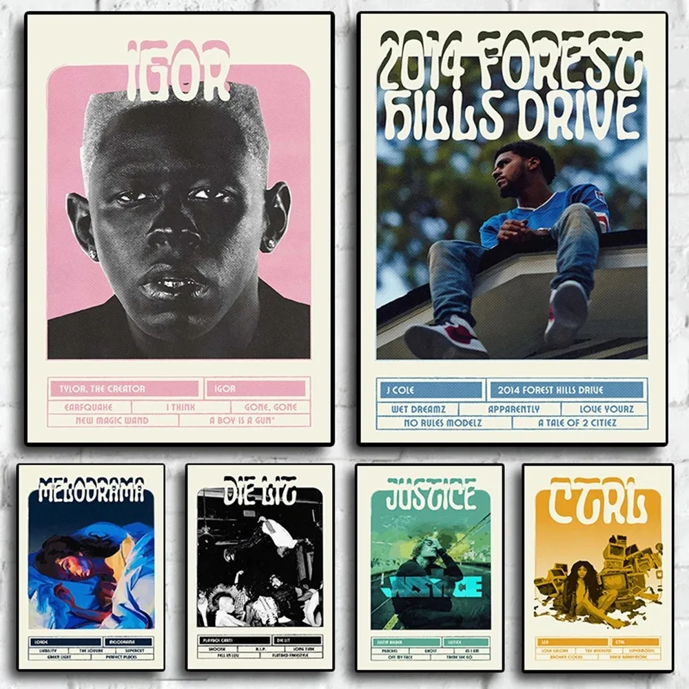 Печать на холсте в современном стиле с обложками альбомов знаменитостей «Звезда» Канье Уэста и «Лана Дель Рей» от Lan Xin Вод...