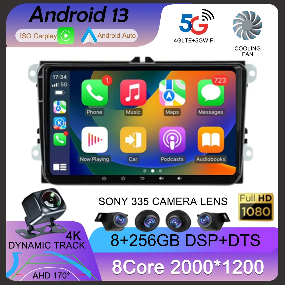 

9" Android 13 Car Radio For VW/Volkswagen/Golf/Polo/Tiguan/Passat/B7/B6/Seat/Leon/Skoda/Octavia GPS Navigation Multimedia Player
