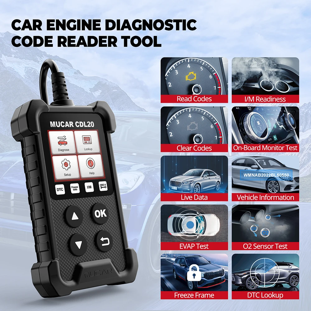 MUCAR CDL20 OBD2 ĳ, ڵ ڵ , ̺     , DTC  I/M غ OBDII ĵ 