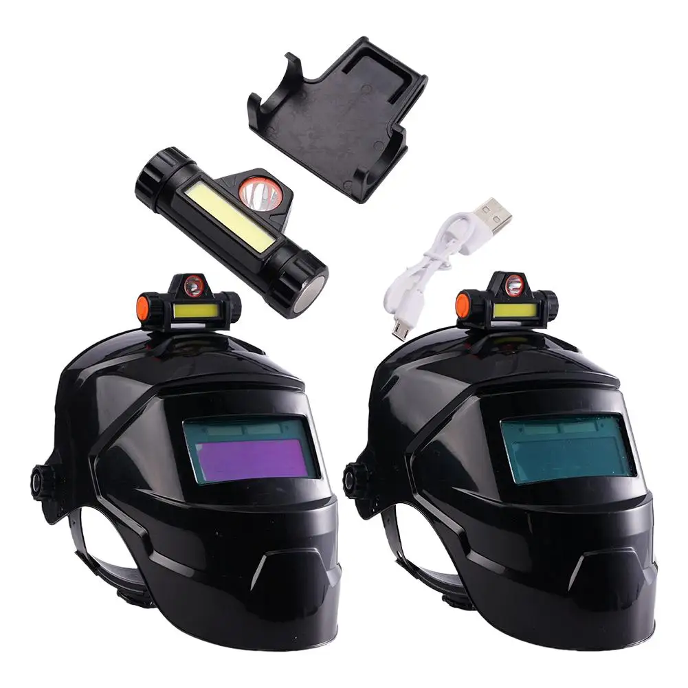 Welding Helmet Welder Mask With Rechargeable Headlight For Arc Weld Grind Cut Process Automatic Dimming Electric Welding Mask