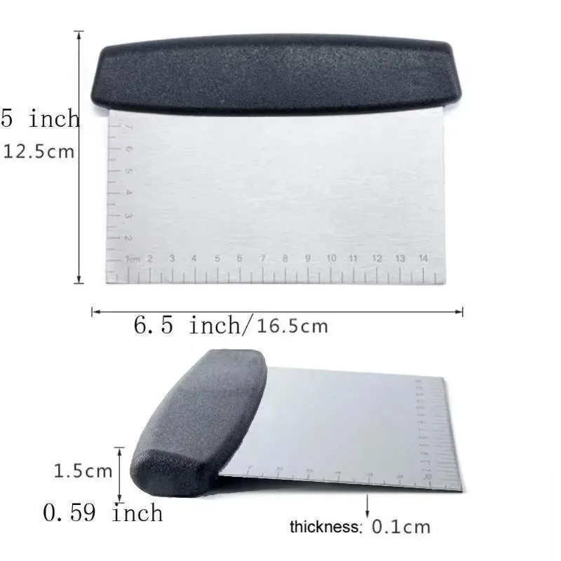 Stainless Steel Scraper & Chopper Kitchen Pastry Metal Dough Cutter Icing Smoother Cake Decorating Scraper Dough Chopper