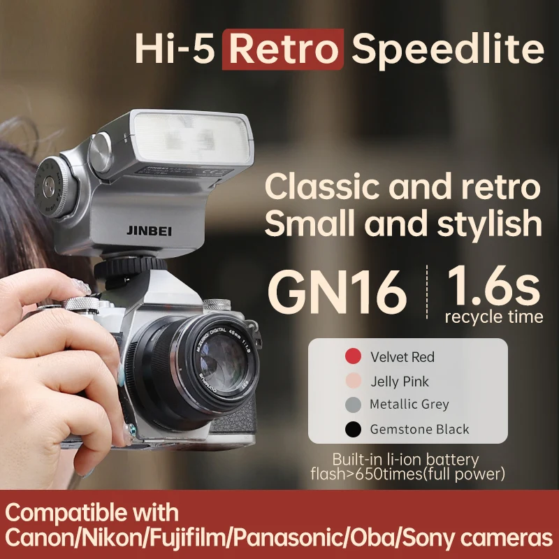 Speedlite JINBEI-HI-5-写真用カメラフラッシュ,Canon, Nikon