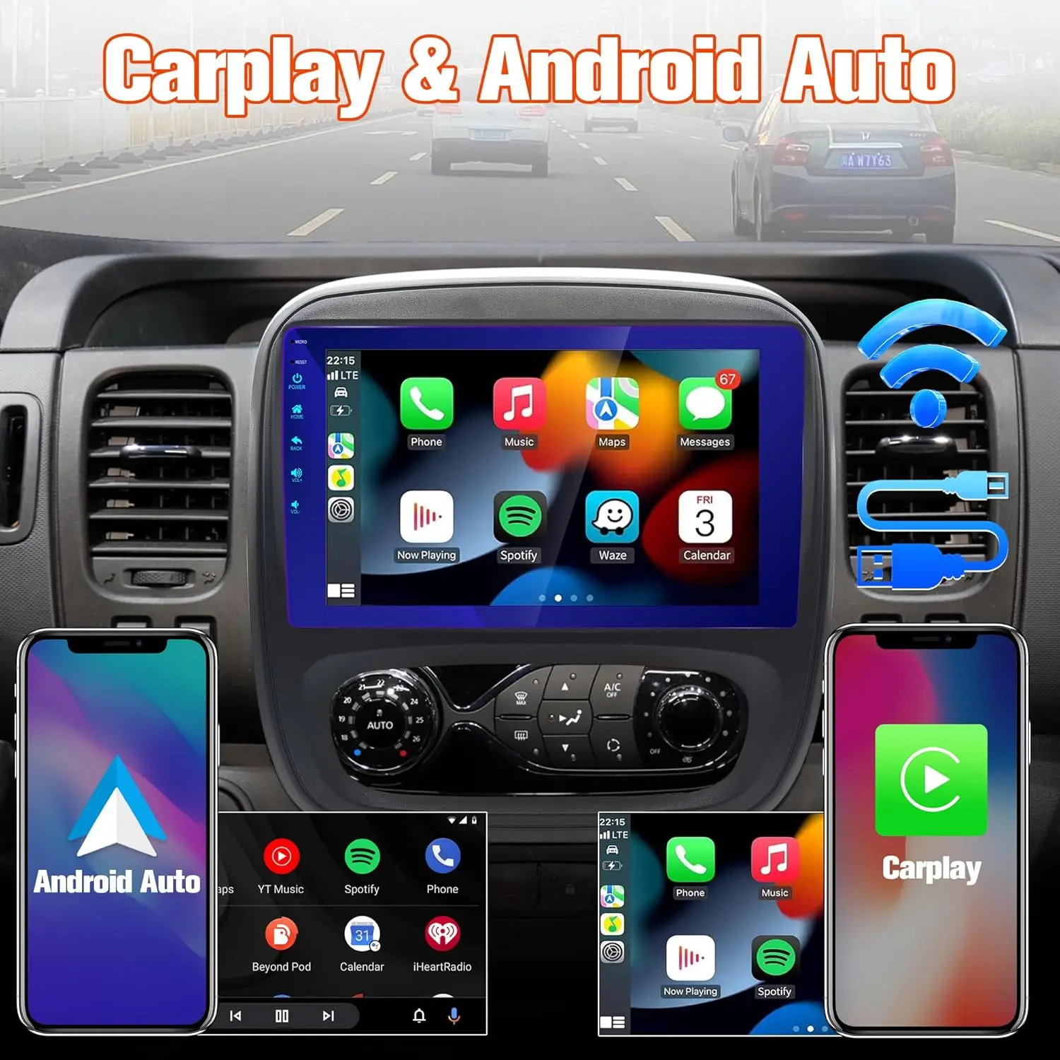 Car Radio for Renault Trafic/Fiat Talento/Opel Vivaro, Android 13 4G+64G GPS Nav