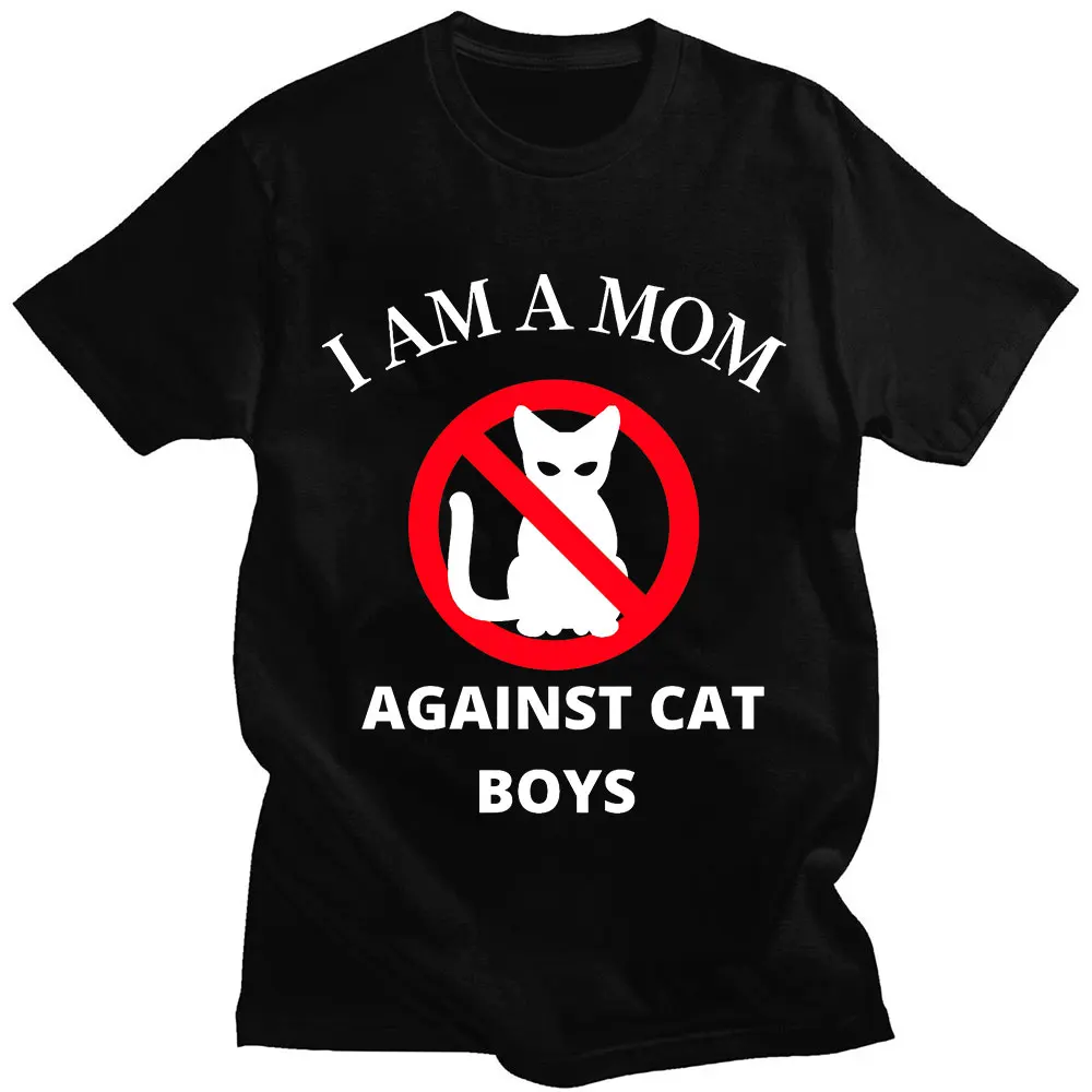 Lustiges Anime-T-Shirt „I Am A Mom Against Cat“, Jungen-T-Shirt, Neuheit, klassische Grafik-T-Shirts, lässig, kurzärmelig, lockere T-Shirts für Herren