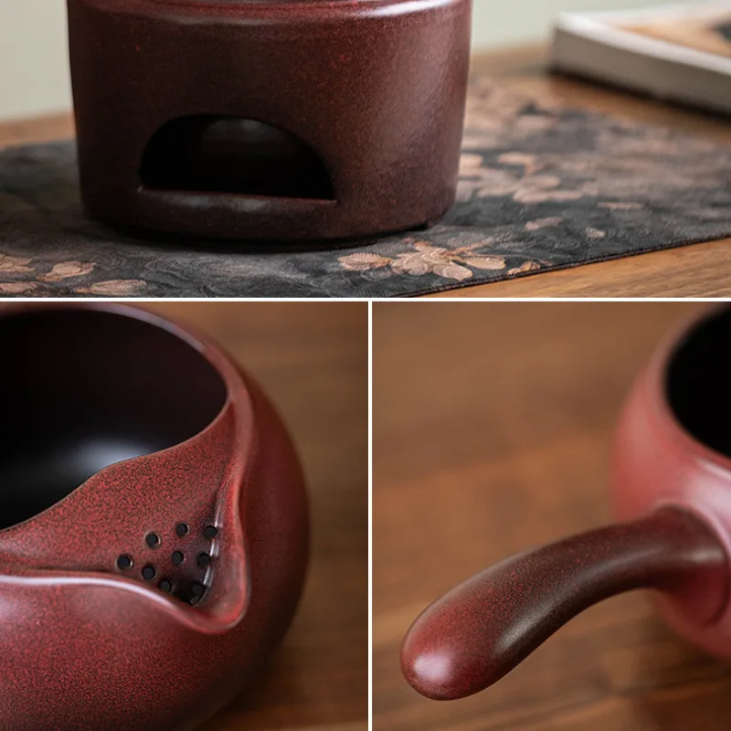 700ML Handmade Zen Black Ceramic Tea Pot Beauty Side Handle Health Pot Household Boiling Water Kettle For Electric Pottery Stove