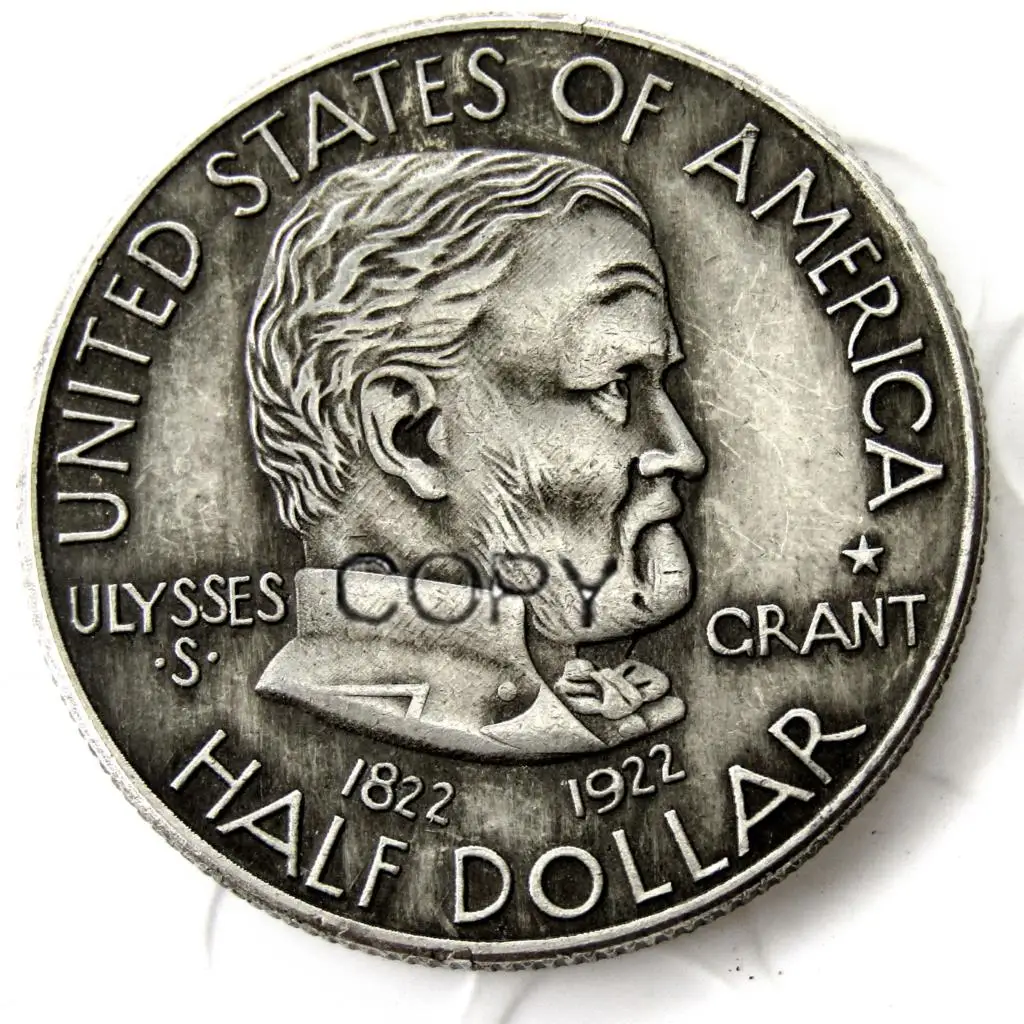 США 1922 ulyss S. Грант, полудоллар, Посеребренная копия монеты