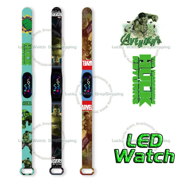 Disney Hulk Watch for Kids' Gifts Marvel Anime Figures Printing Silicone for Boys Girls Men Women's Watch Children Toys