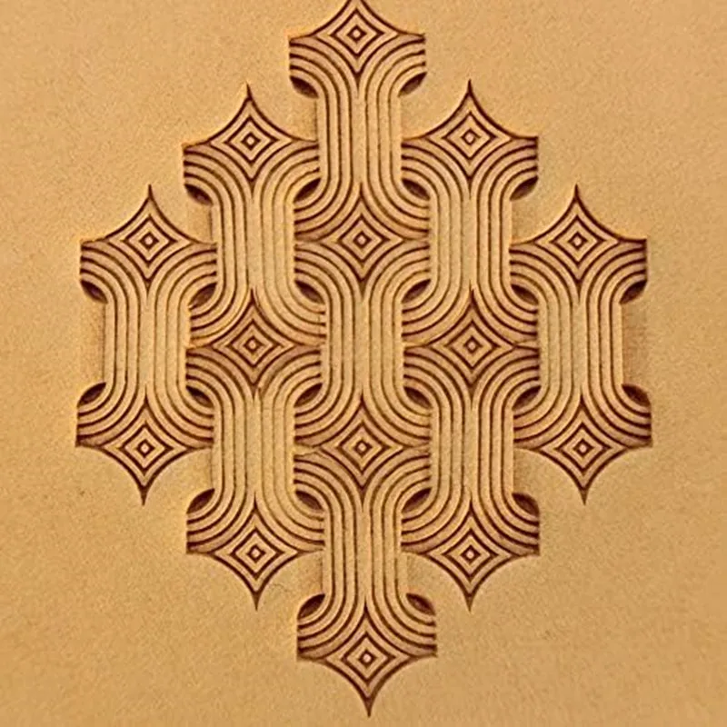 304 Stainless Steel 3D Geometric Leather Stamp Tool Multi-Function Embossing Punch Veg-Tanned Leather DIY 16x7mm