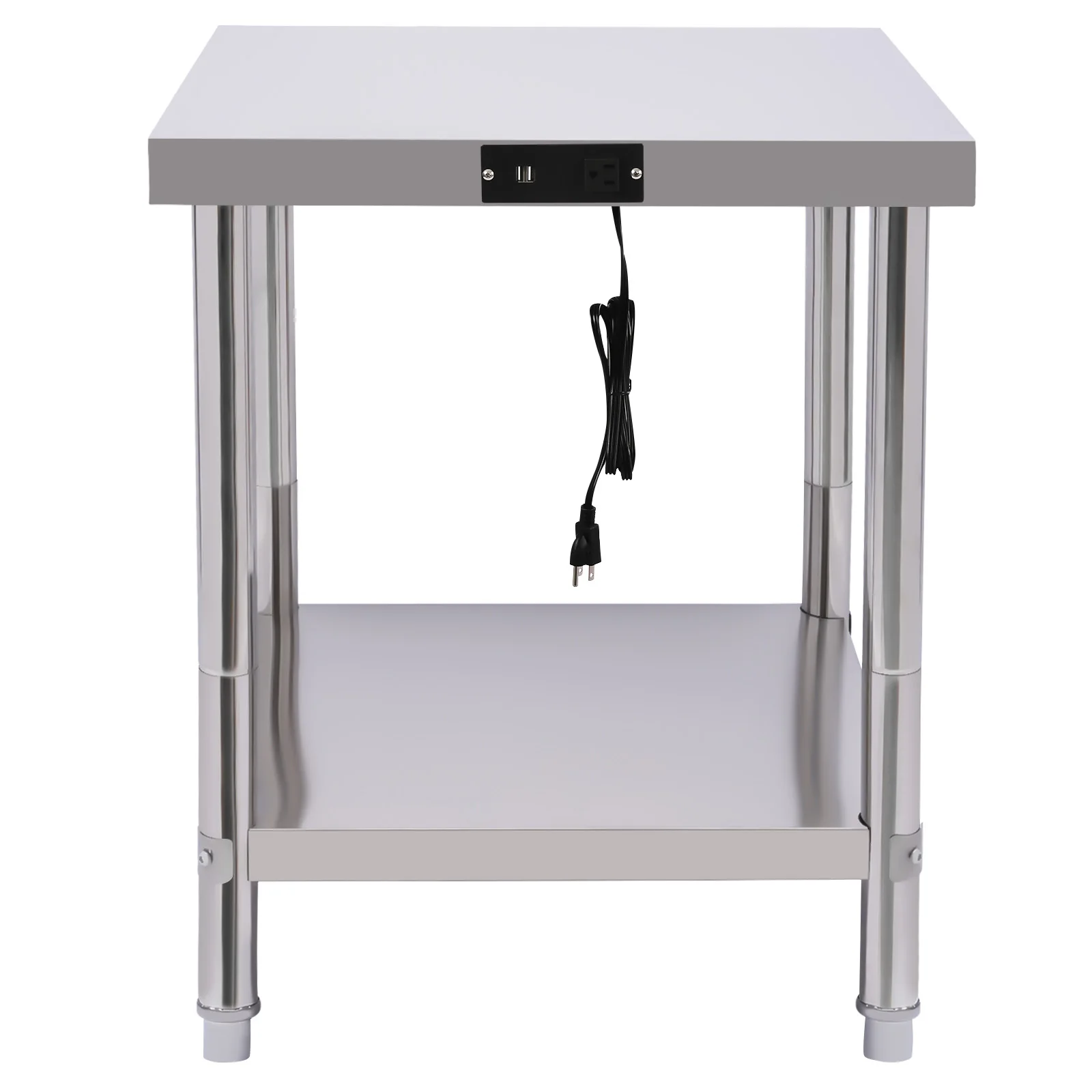 

24 x 24 Inches Worktable Stainless Steel Table Worktop with Sockets for Restaurant, Home and Hotel Work