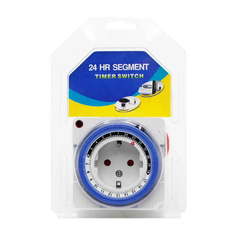 Timer Switch EU 24 Hours Mechanical Grounded Programmable Smart Countdown Loop Socket Indoor Auto Power off