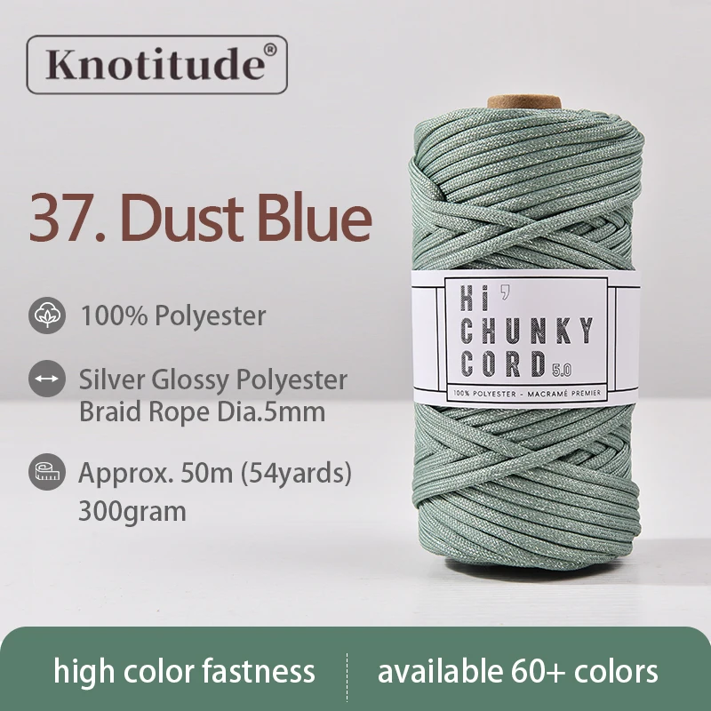 Silver Shimmer Macrame Rope - 5mm, 50m Spool, Glittered Finish