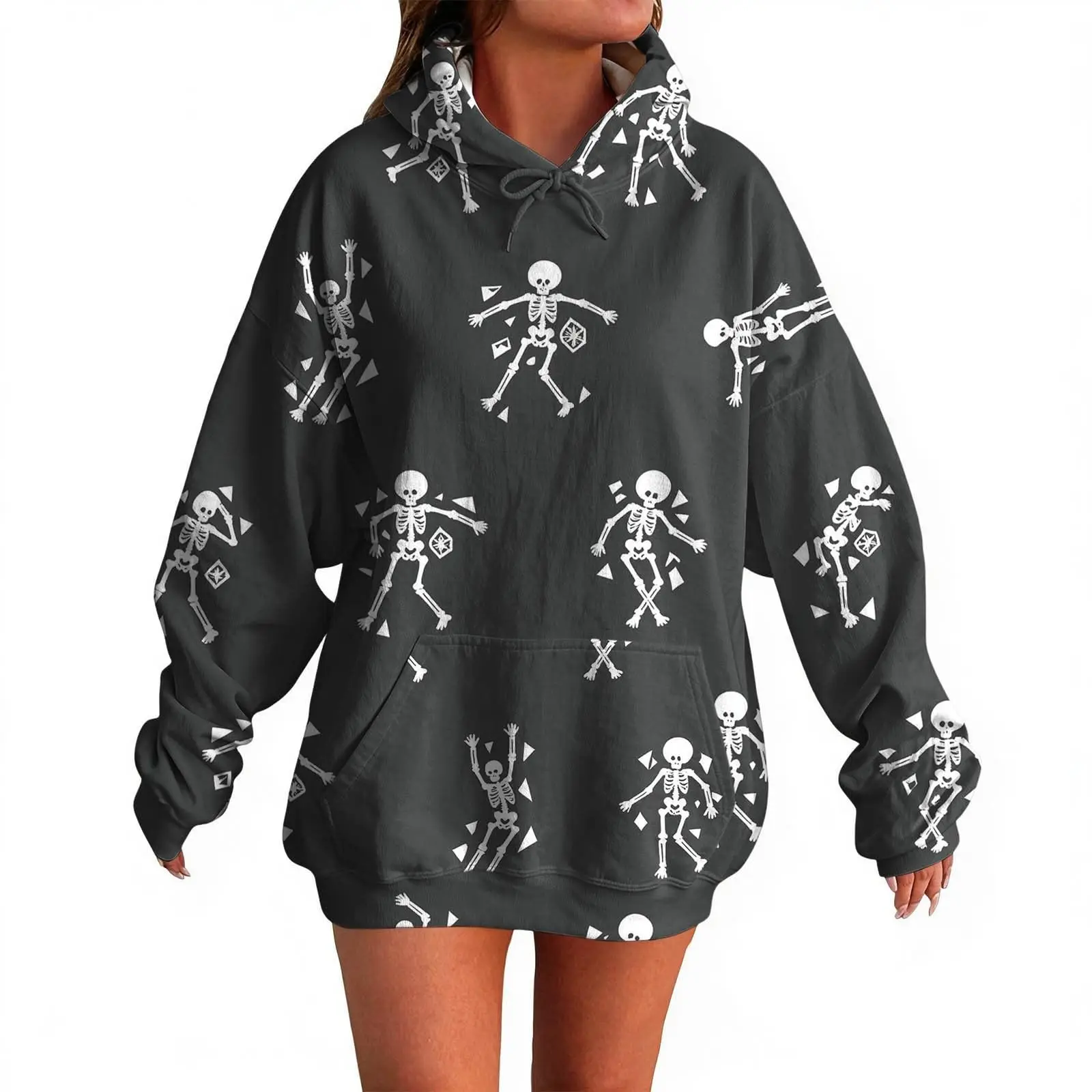 Women's Pullover Sweater Round Neck Lightweight Fleece Lined Top With Interesting Print Halloween Themed Top Zip up Hoodie Women