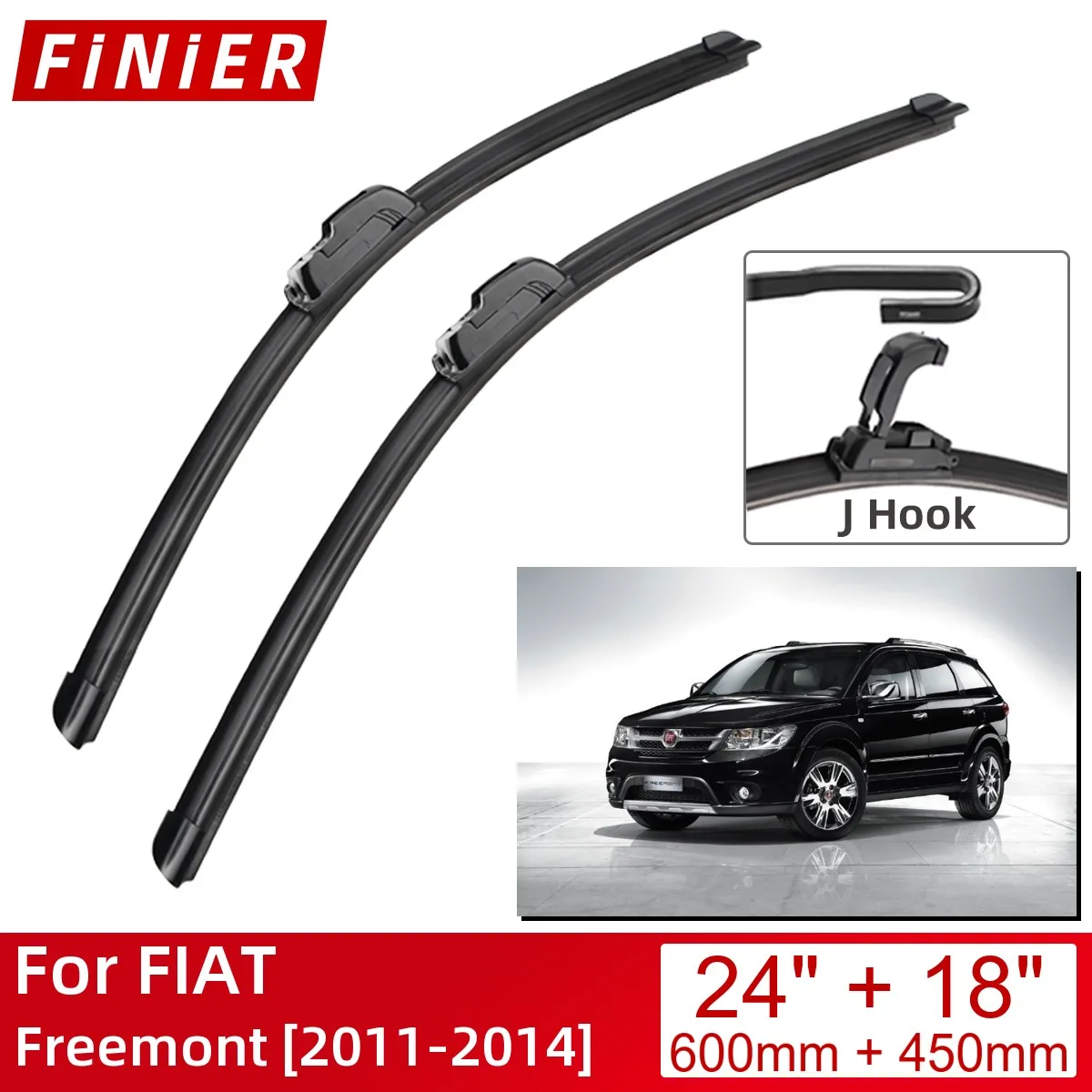 

For FIAT Freemont 2011-2014 24"+18" Car Accessories Front Windscreen Wiper Blade Brushes Wipers U Type J Hooks 2014 2013 2012