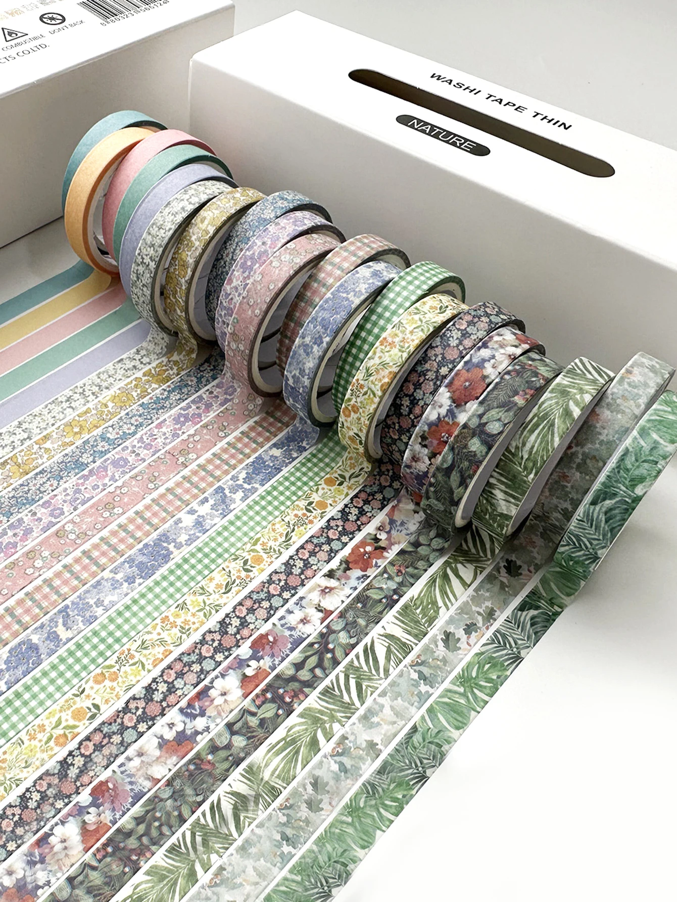 20 Rolls Of Thin Strips Of Washi Tape Box, Delicate Flowers, Plant Patterns, Handbook Tape, Student Diary Decoration, Creative W 6