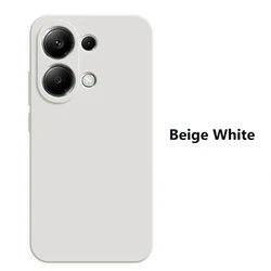 Luxury Square Liquid Silicone Soft Phone Case Cover for RedmiNote13 Pro Plus (Beige-white)