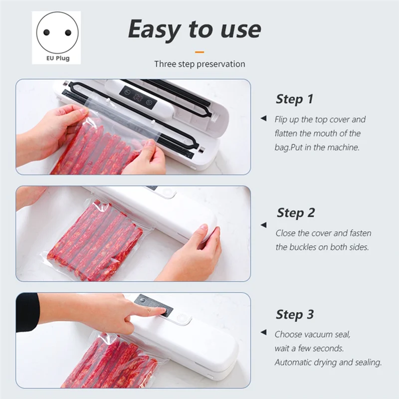 1 PCS Food Vacuum Sealer Packaging Machine Machine Automatic Household For Food EU Plug