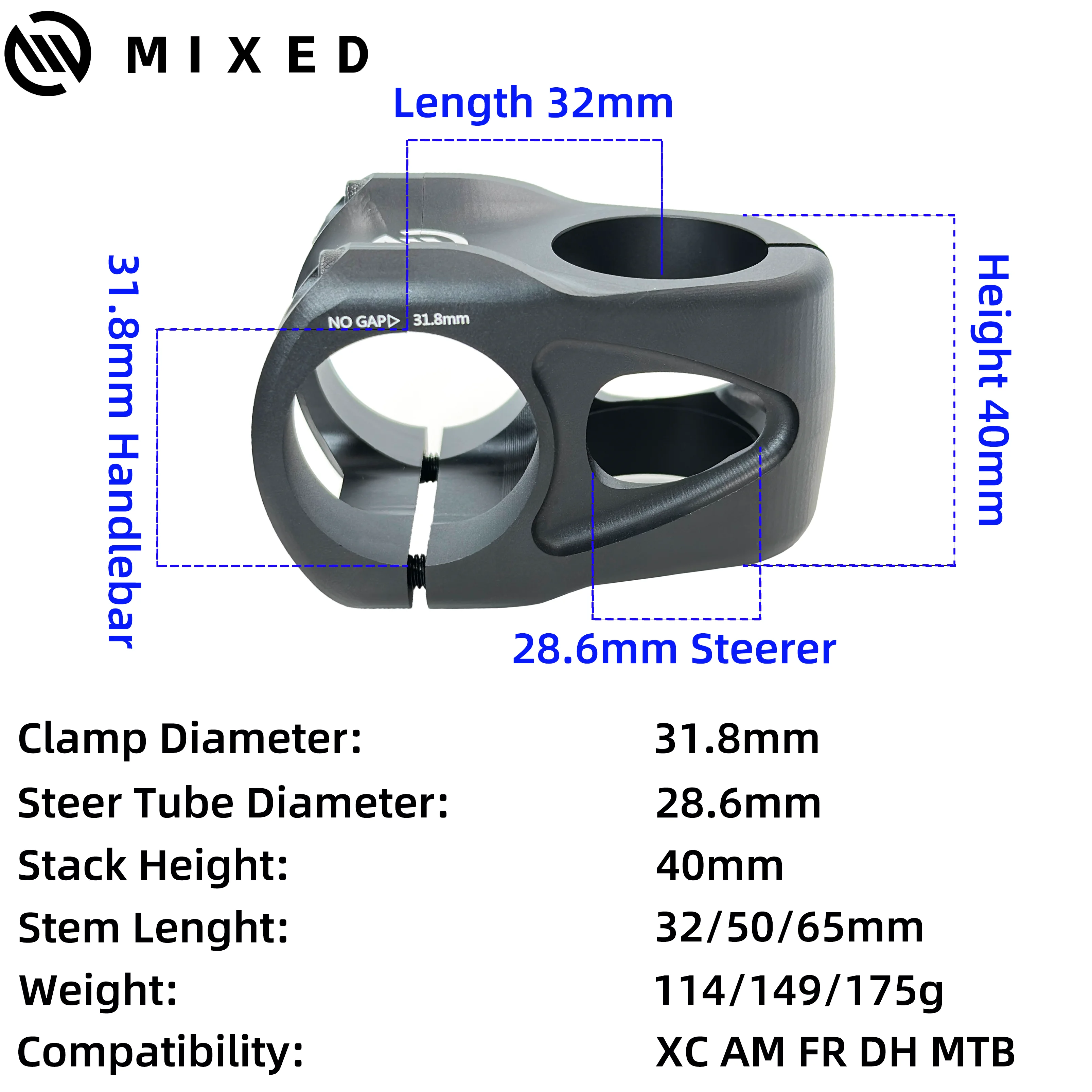 Handlebar Stem Steerer Diameter Mixed Premium Bike Stem 32 50 65mm
