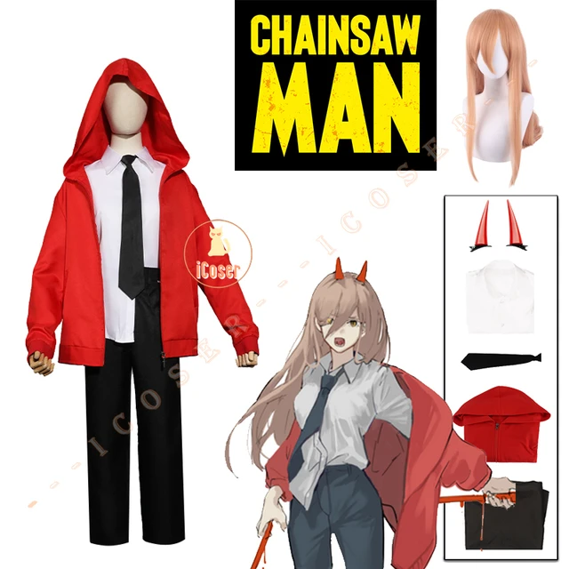 Anime Chainsaw Man Power Cosplay Costume Hooded Jacket Headdress